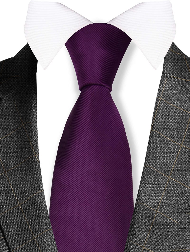 GUSLESON Brand Men's Solid Ties for Men Classic Dark Purple Tie Fashion Necktie (0791-04) - Image 2